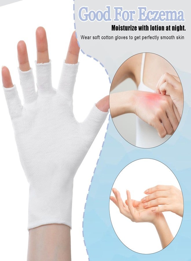 ValueBargain 4 Pairs Eczema Gloves, Cotton Gloves Eczema for Dry Hands, Eczemas Relief, 5 Open Fingertips, One Size Fits Most, Overnight Hydration - Image 5